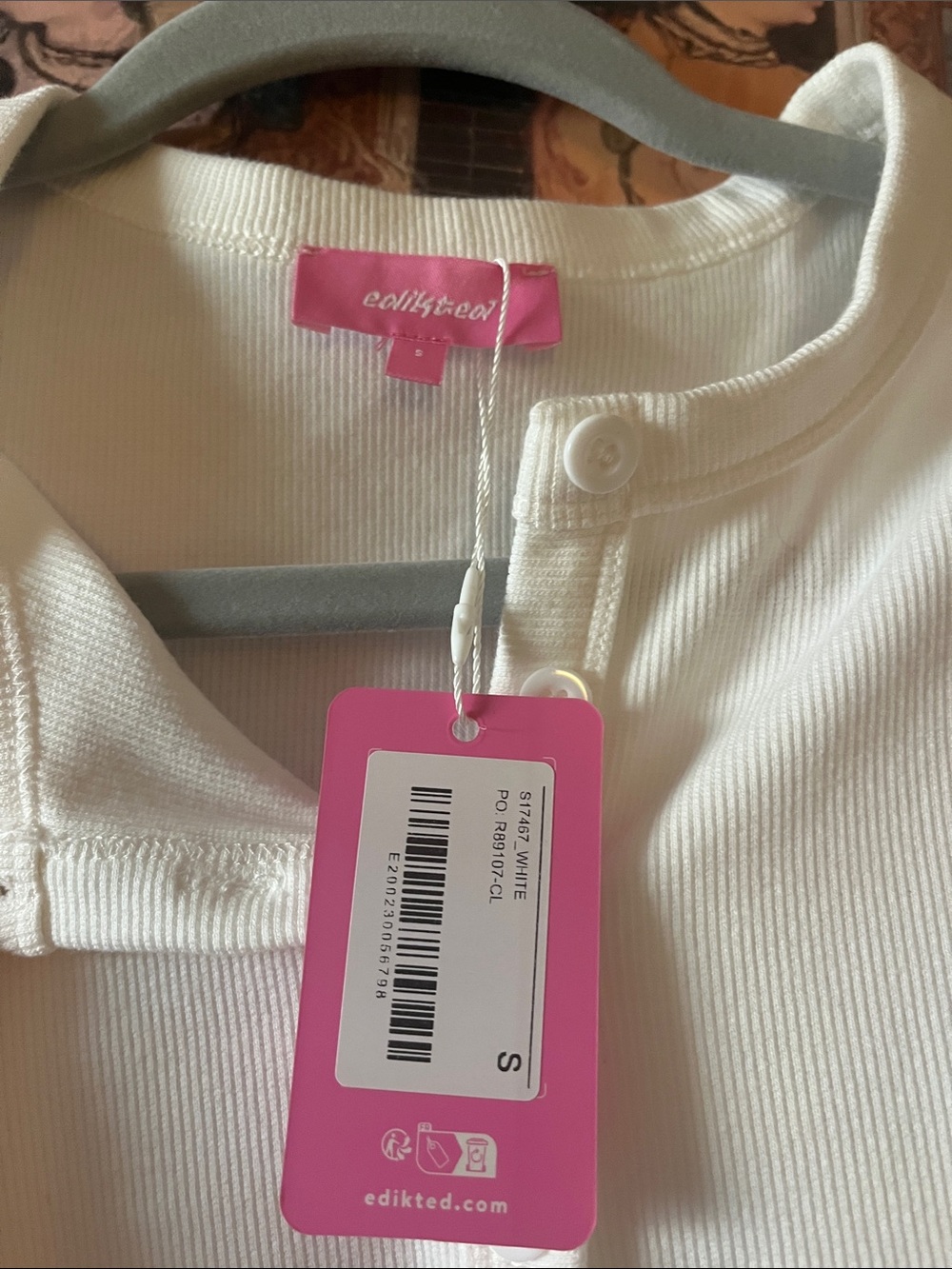Edikted White Ribbed Button-Front Tank Top - Picture 2 of 3